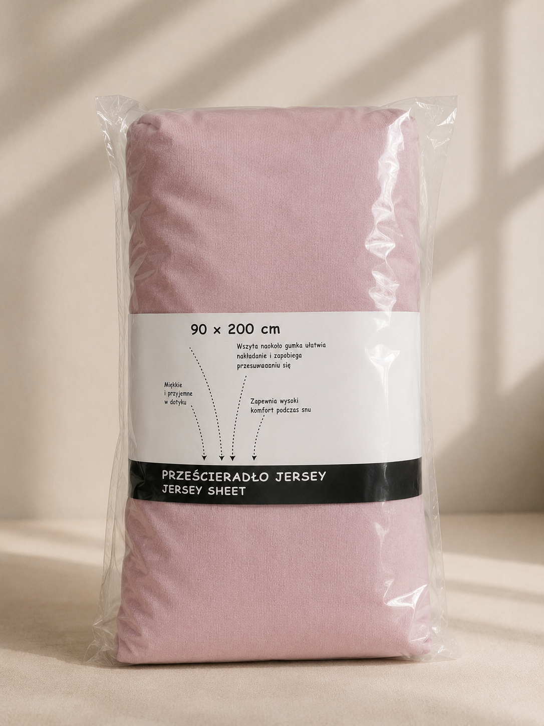 Prześcieradło Jersey z Gumką 90x200 Pudrowy róż