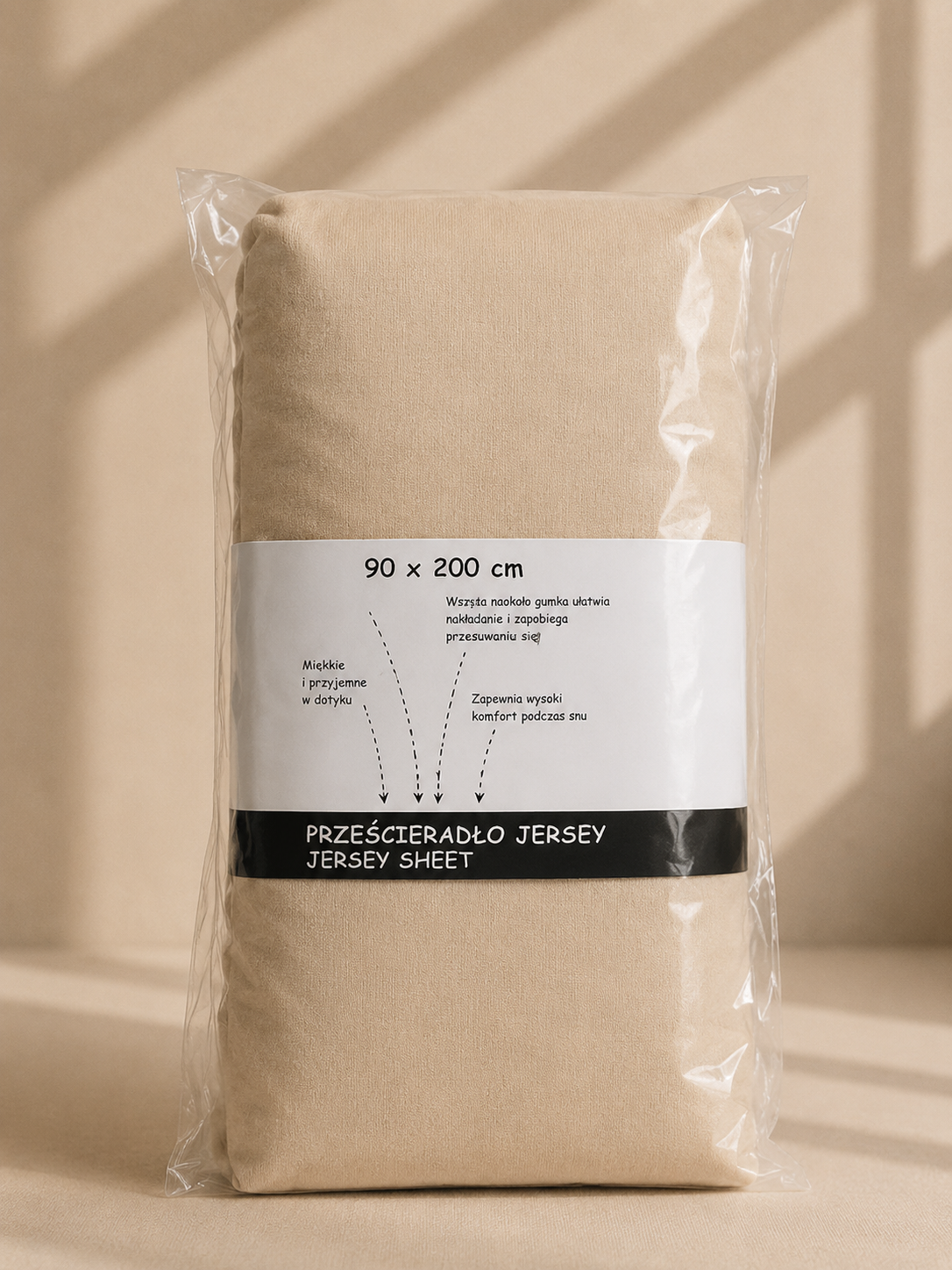Prześcieradło Jersey z Gumką 90x200 Beż piaskowy